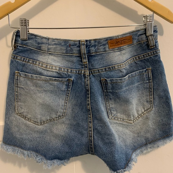 Blue Denim Shorts with Floral Embroidery - Picture 7 of 11